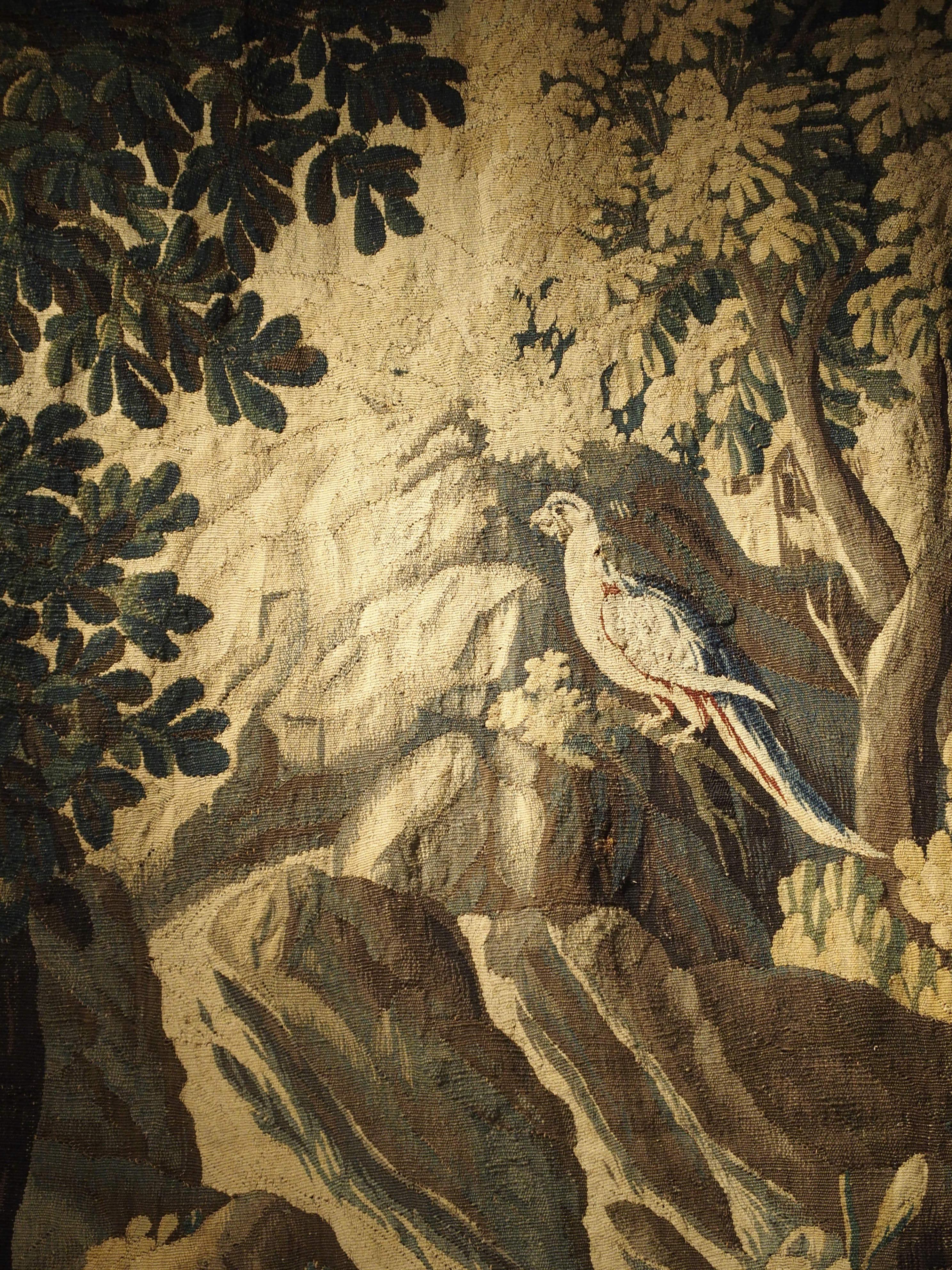 Belgian Large 18th Century Wool and Silk Verdure Landscape Tapestry from Flanders