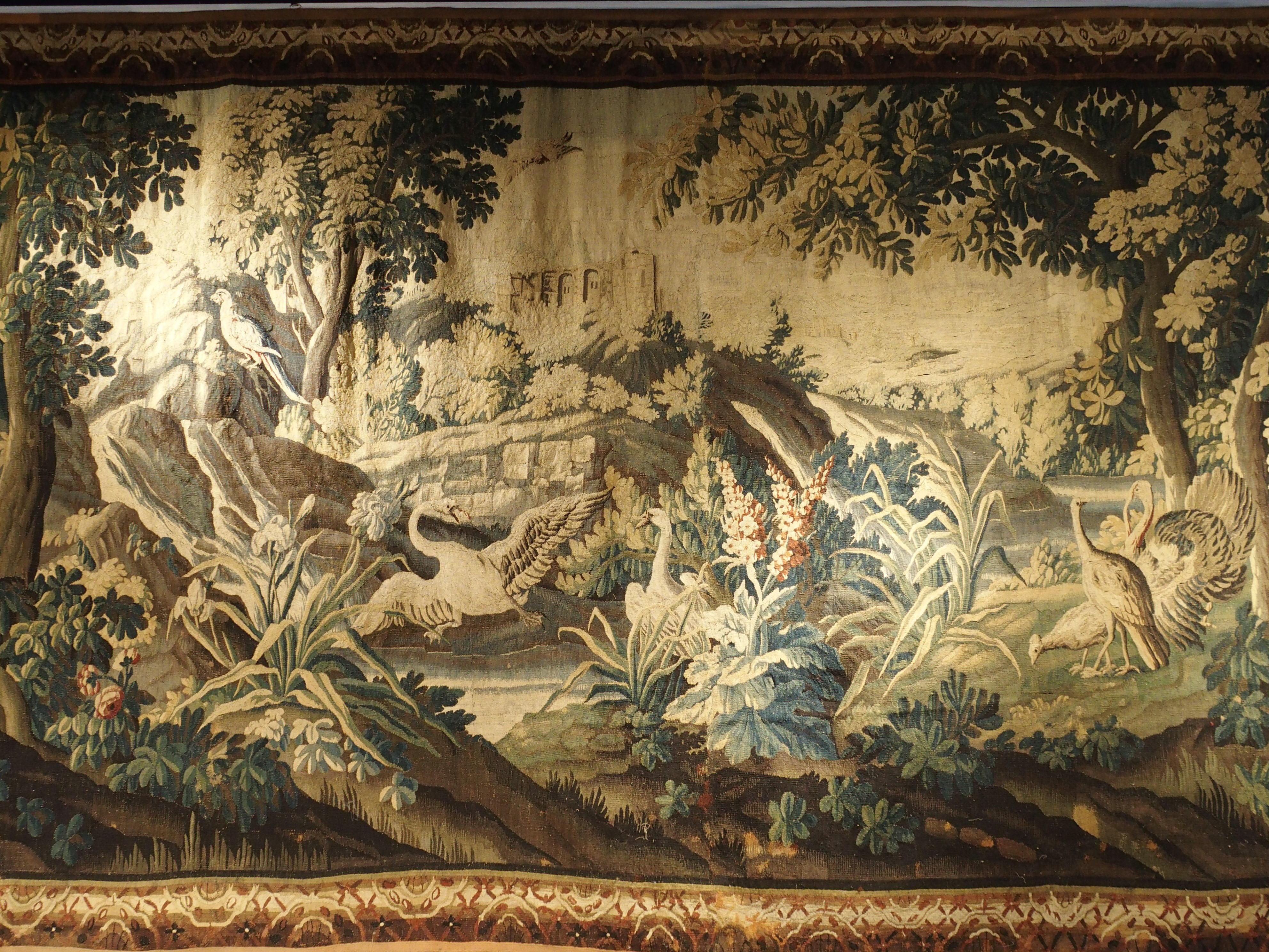 Large 18th Century Wool and Silk Verdure Landscape Tapestry from Flanders 1