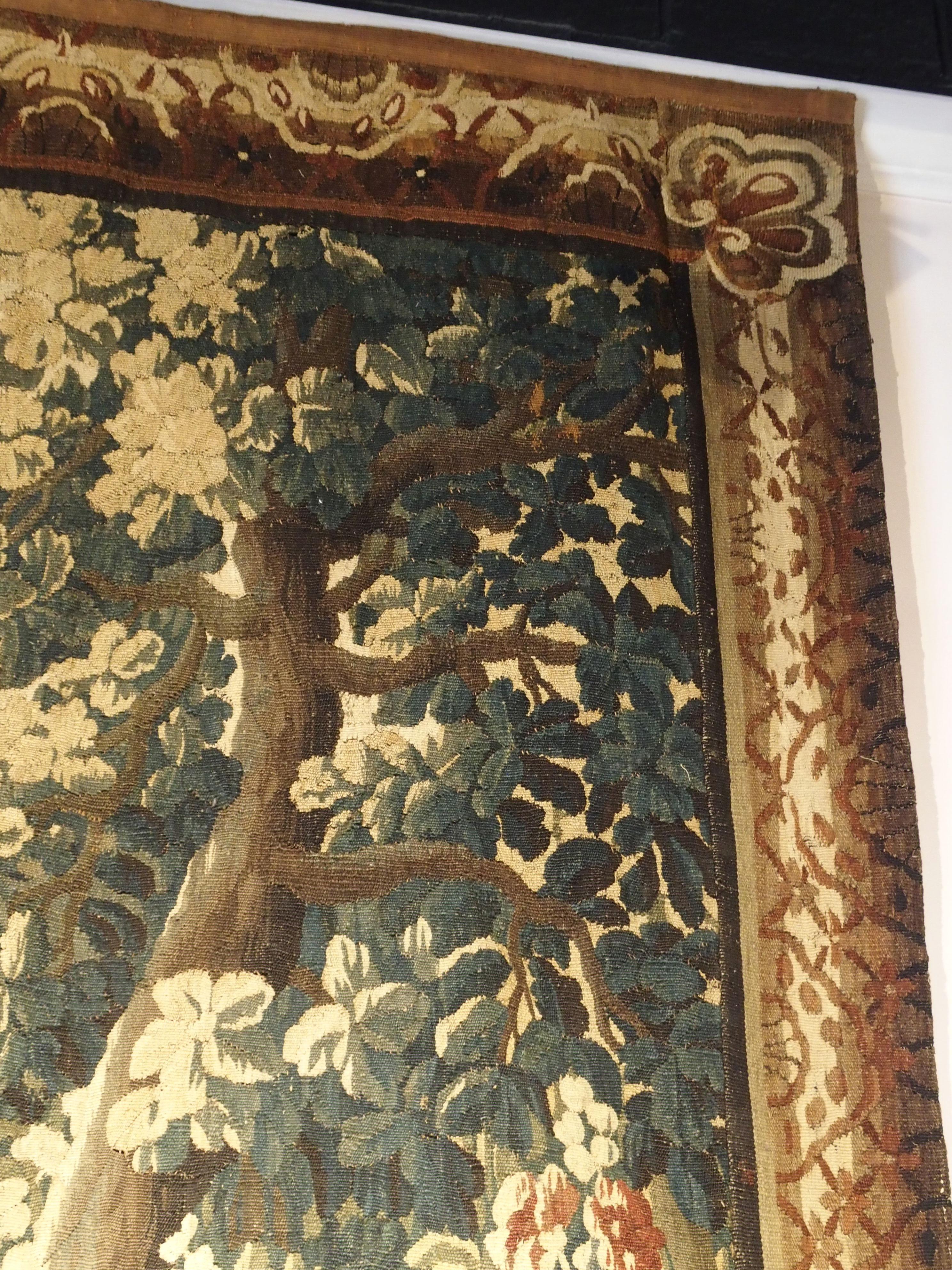 Large 18th Century Wool and Silk Verdure Landscape Tapestry from Flanders 1