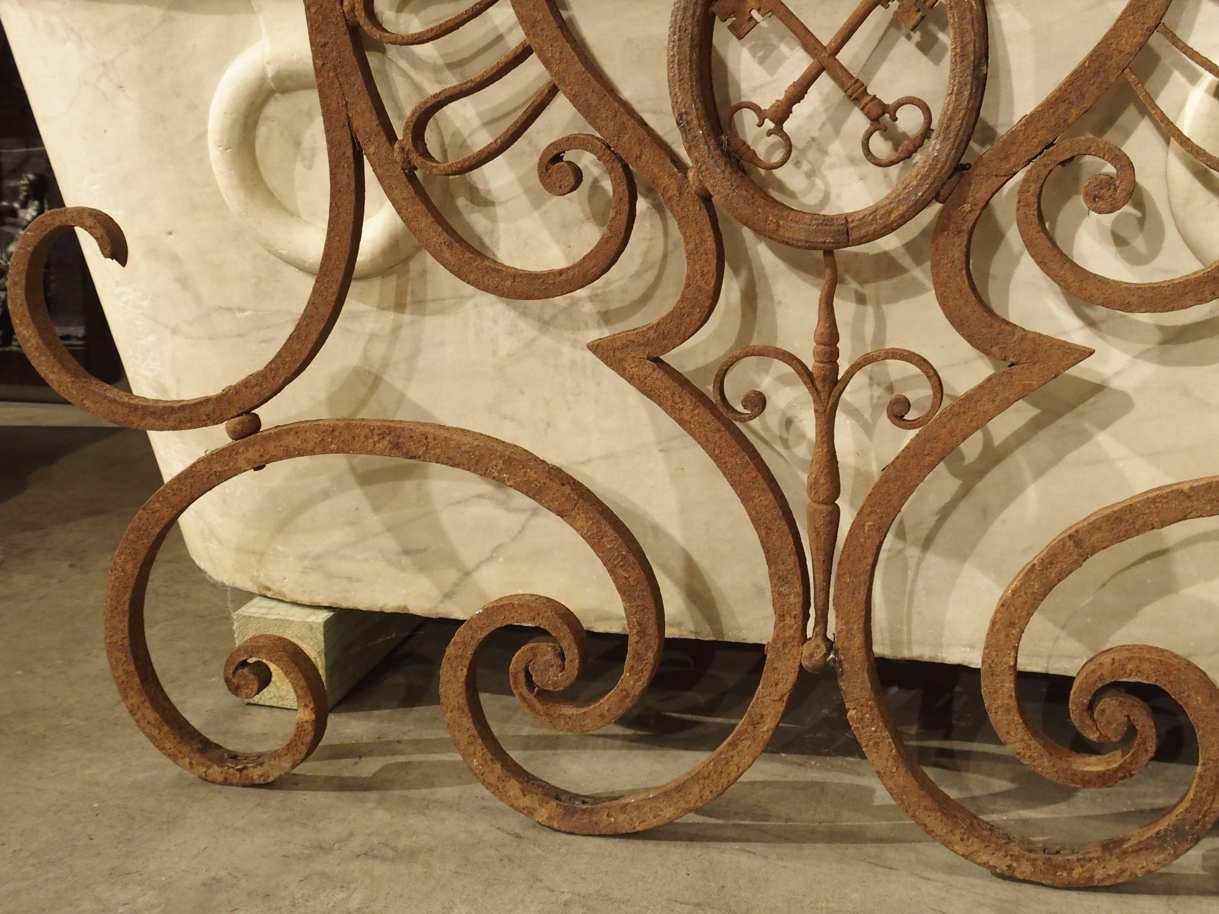 Large 18th Century Wrought Iron Gate Overthrow from Poitiers France 6