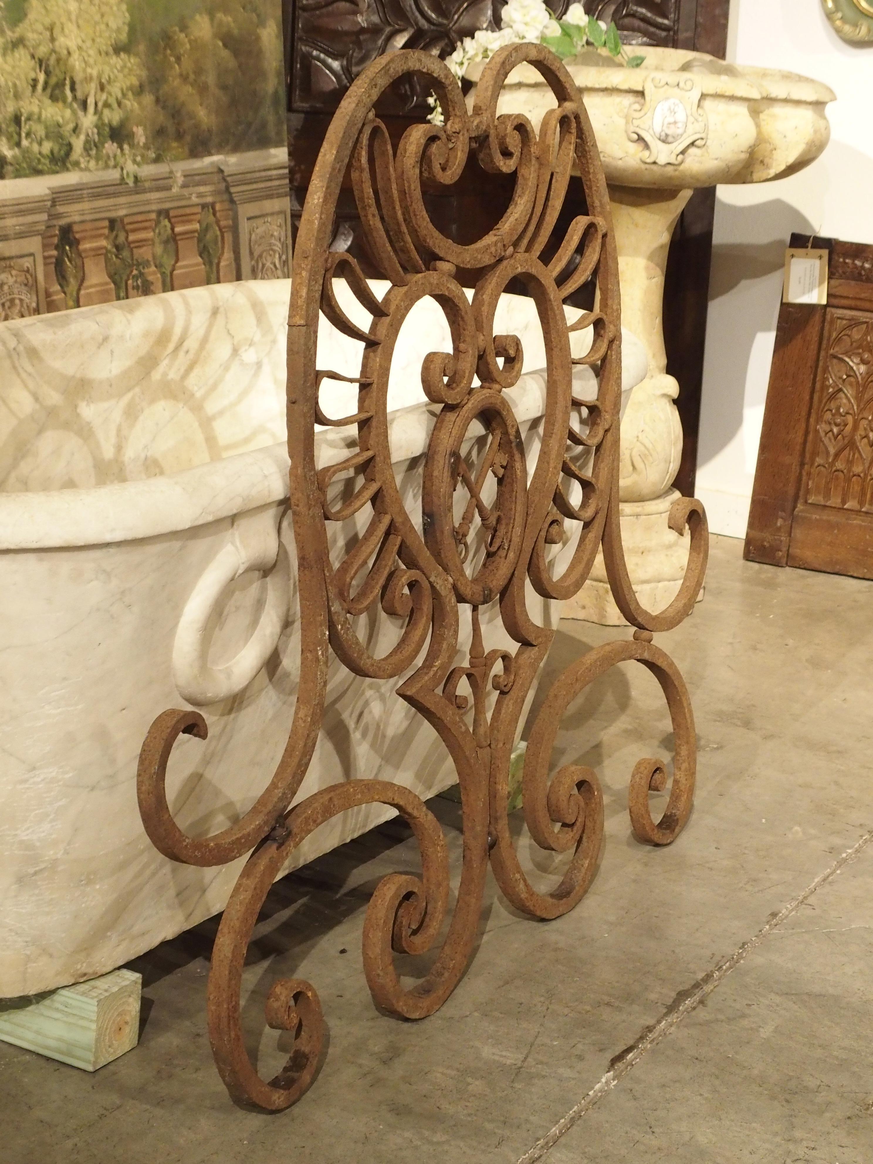 Large 18th Century Wrought Iron Gate Overthrow from Poitiers France 2