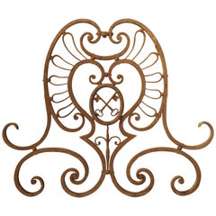 Large 18th Century Wrought Iron Gate Overthrow from Poitiers France