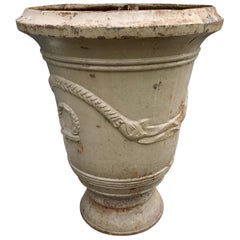 Large 18th or 19th Century Used Iron Anduze Style Garden Vase / Planter / Urn