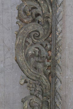 Very Large 18thC Austrian Baroque Carved Wood Frame signed  dated with portrait