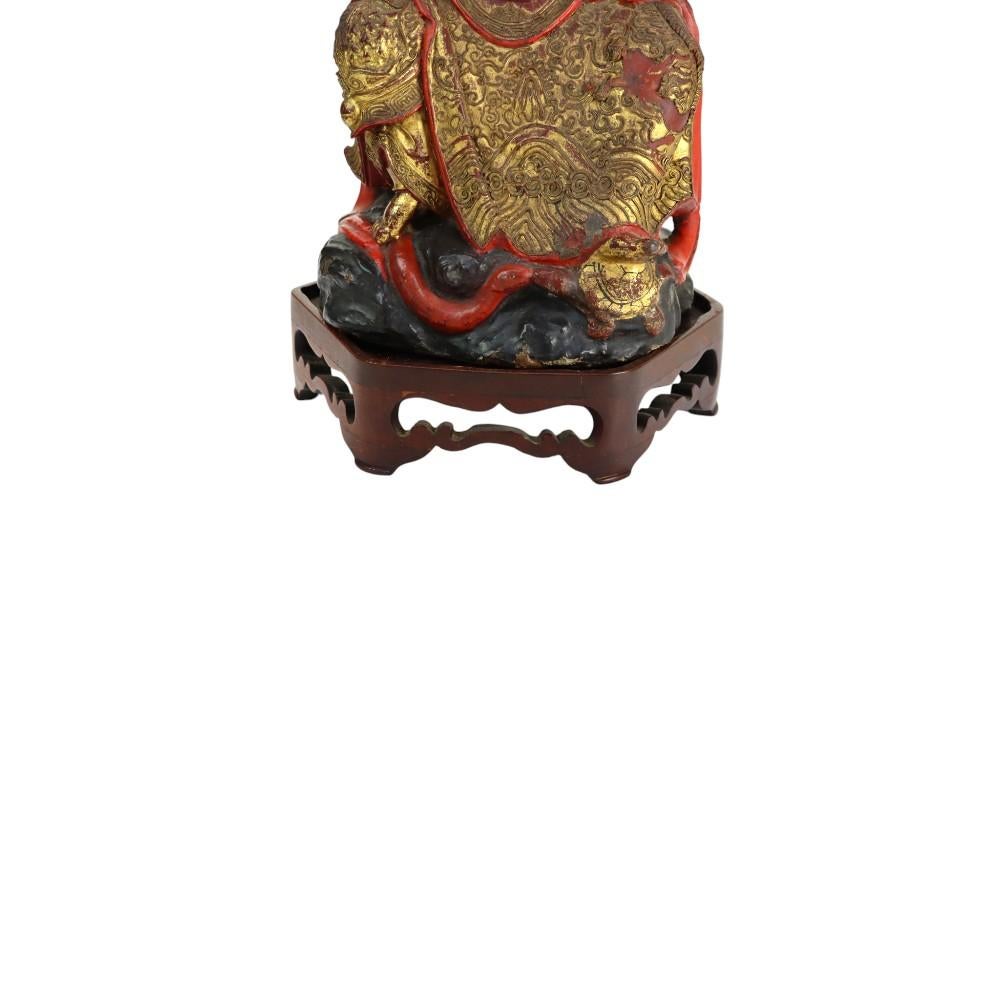 18thC Carved Vermillion & Gilt Deity Statue

 Measures - 20 1/8