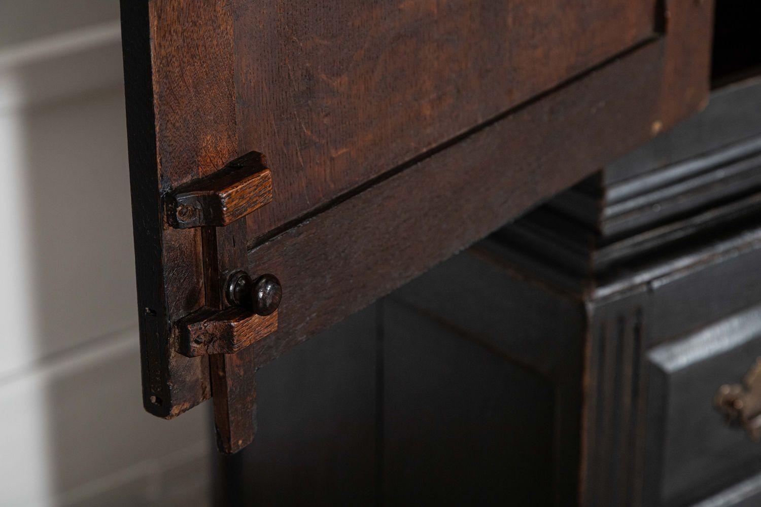 Large 18thC English Ebonised Oak Livery Cupboard For Sale 7