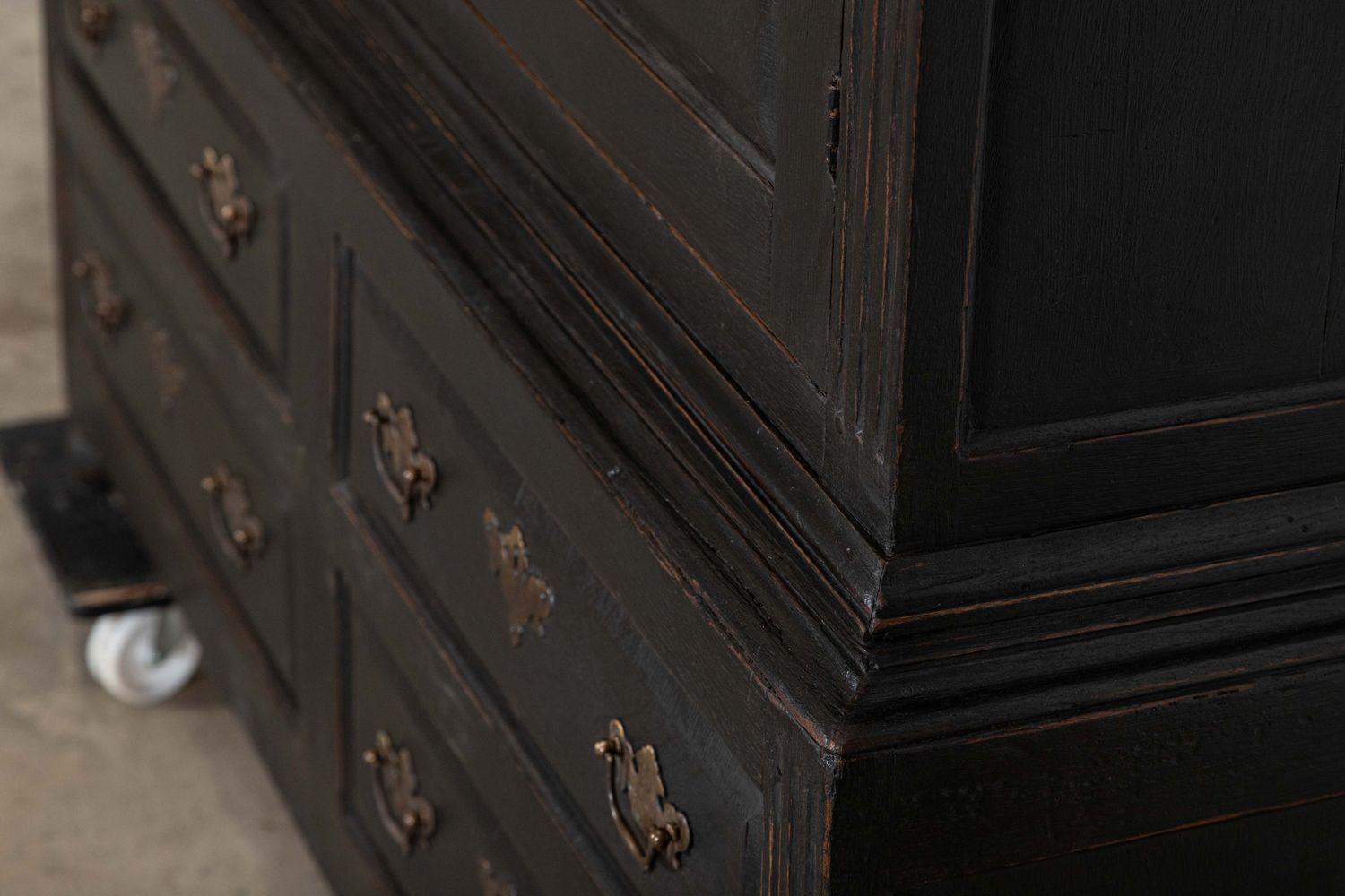 Large 18thC English Ebonised Oak Livery Cupboard For Sale 9