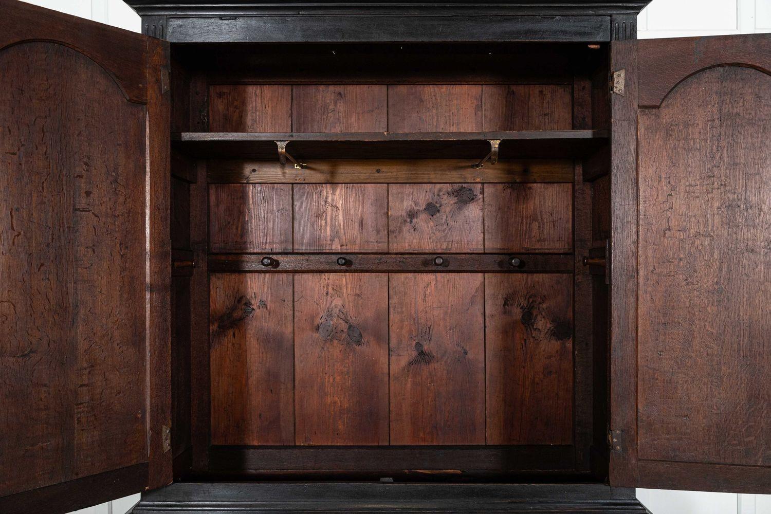 Large 18thC English Ebonised Oak Livery Cupboard For Sale 12