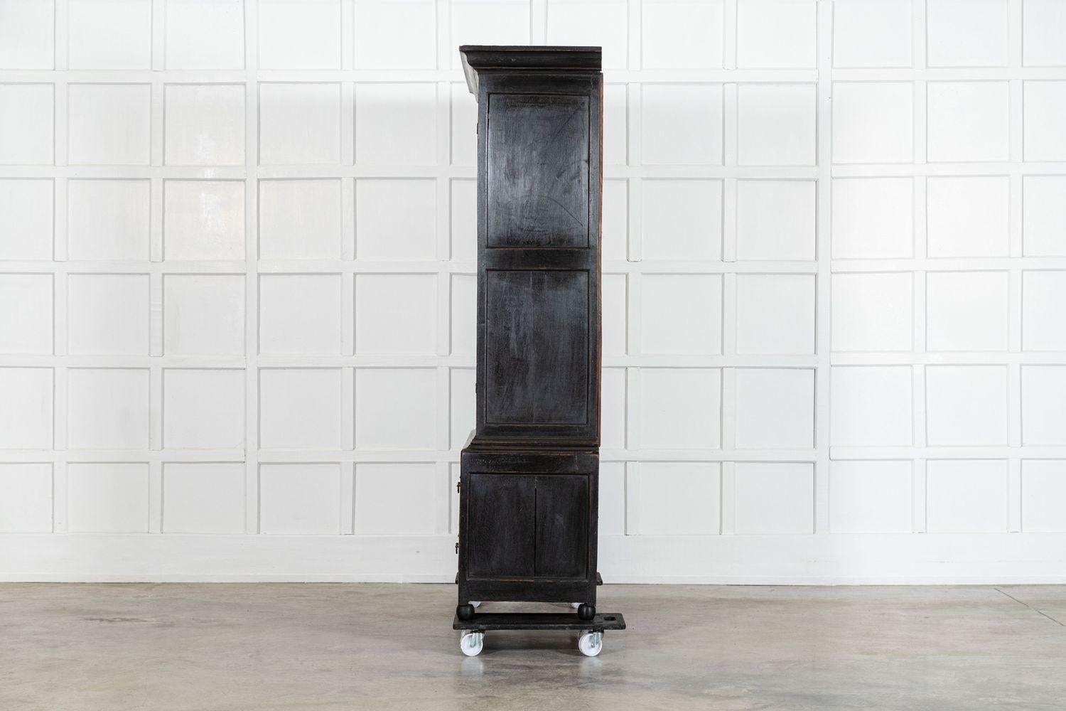 Large 18thC English Ebonised Oak Livery Cupboard For Sale 3