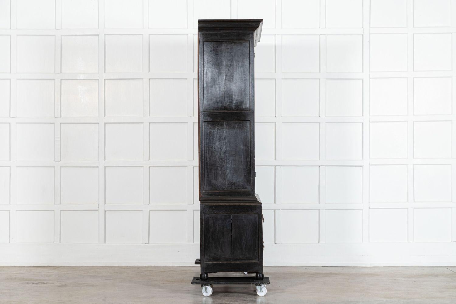 Large 18thC English Ebonised Oak Livery Cupboard For Sale 4