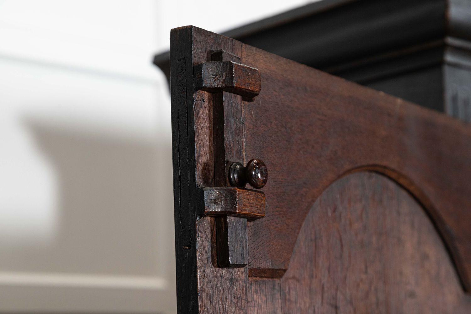 Large 18thC English Ebonised Oak Livery Cupboard For Sale 5