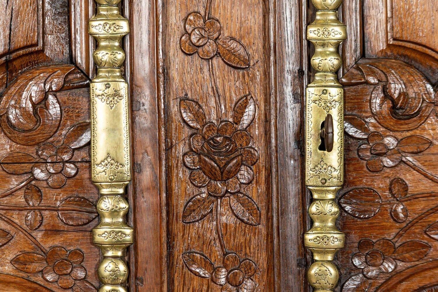 Large 18thC French Carved Walnut Armoire For Sale 6