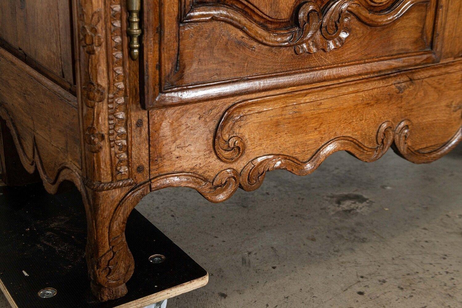 Large 18thC French Carved Walnut Armoire For Sale 7