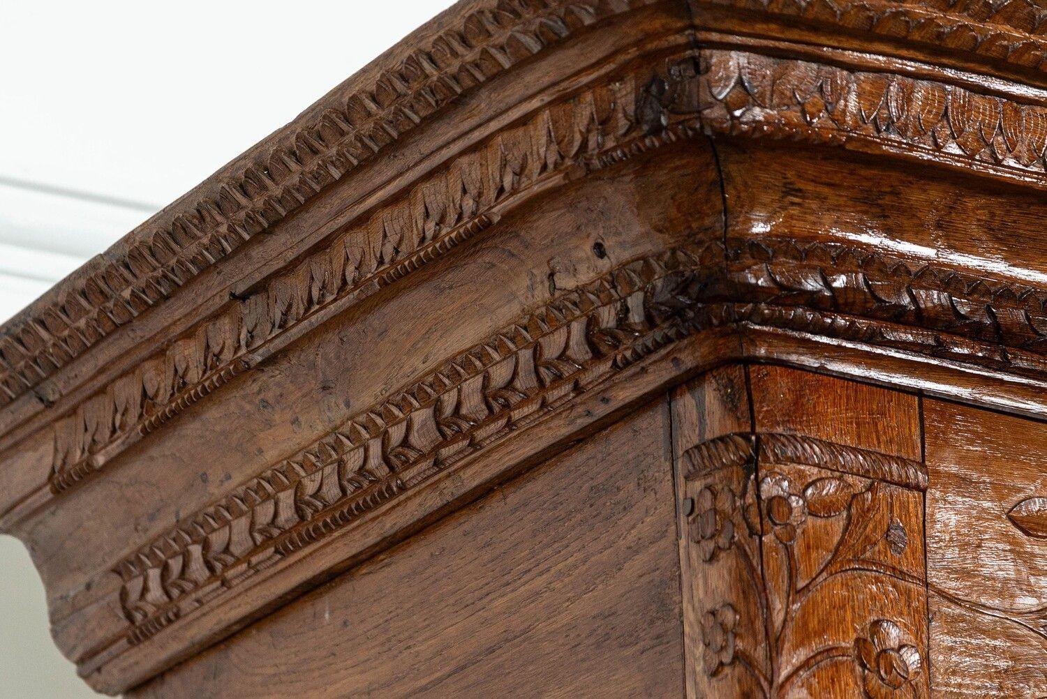 Large 18thC French Carved Walnut Armoire For Sale 15
