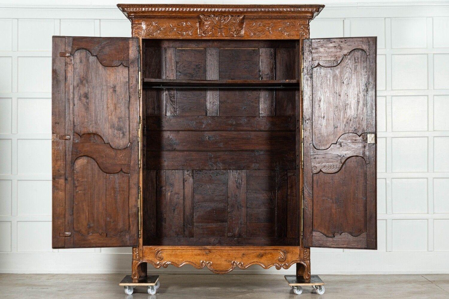 circa 1790
Large 18thC French Carved Walnut Armoire
Exceptional quality
sku 1771
W167 x D64 x H230 cm
Weight 135 kg