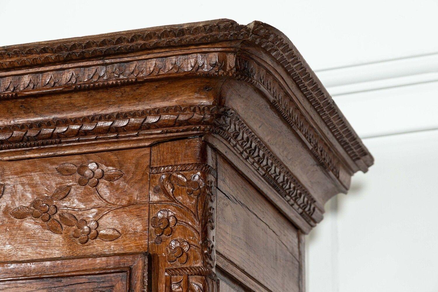 Large 18thC French Carved Walnut Armoire For Sale 16