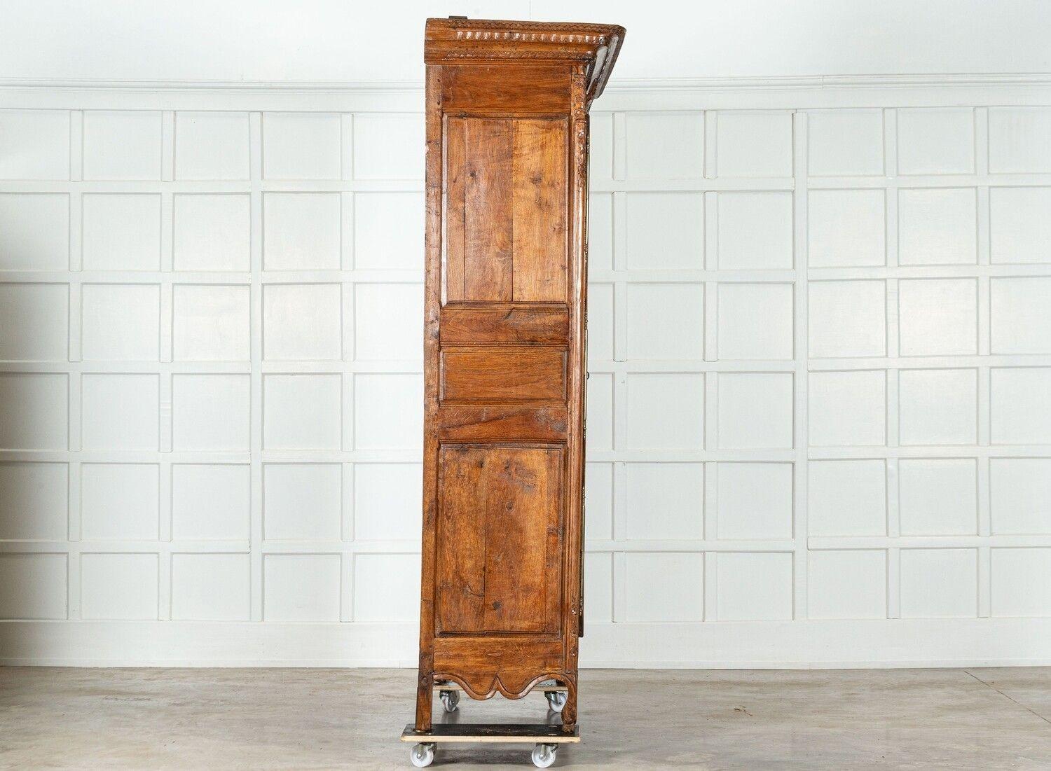 Large 18thC French Carved Walnut Armoire For Sale 3