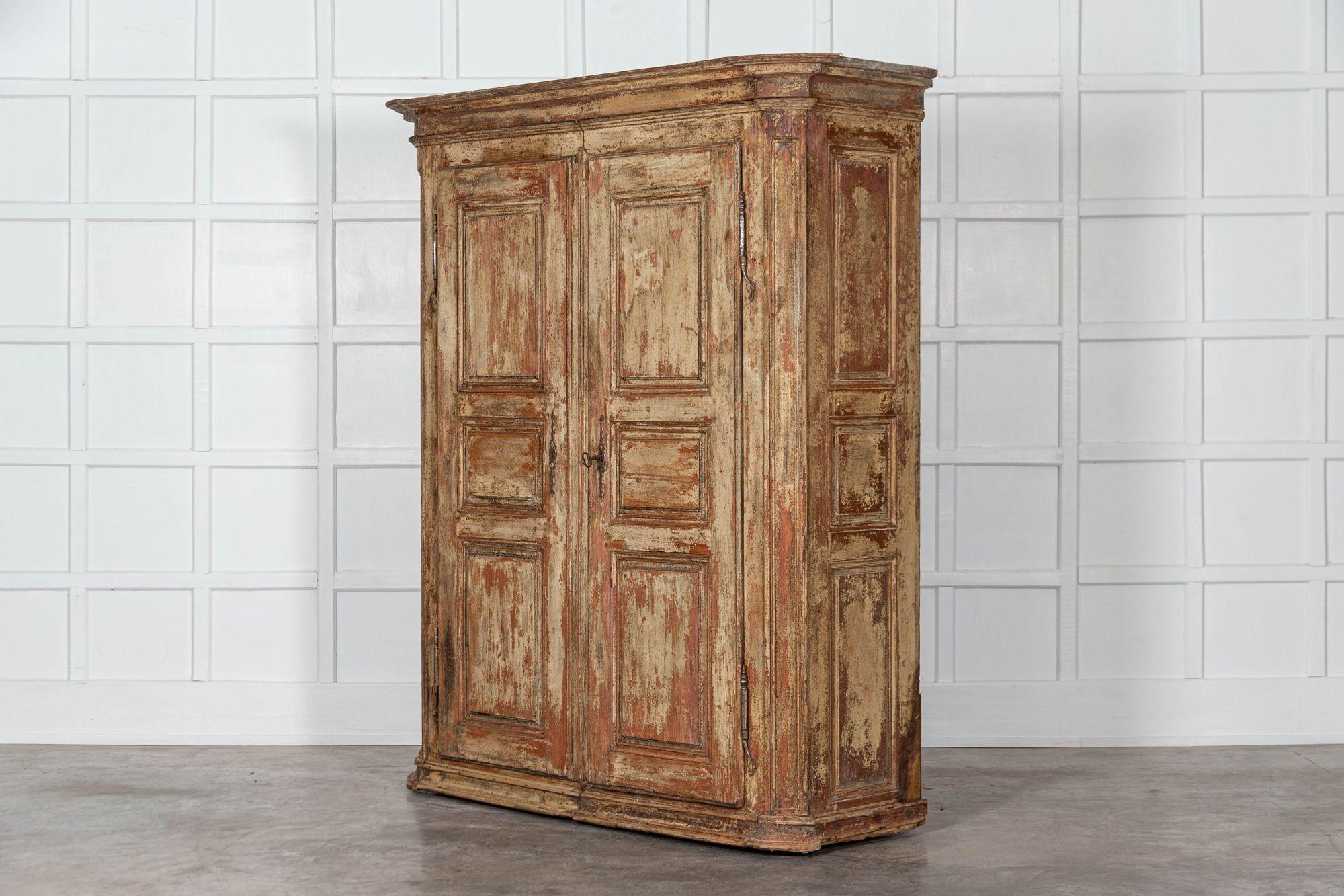 Large 18th Century French Painted Pine Armoire In Good Condition For Sale In Staffordshire, GB