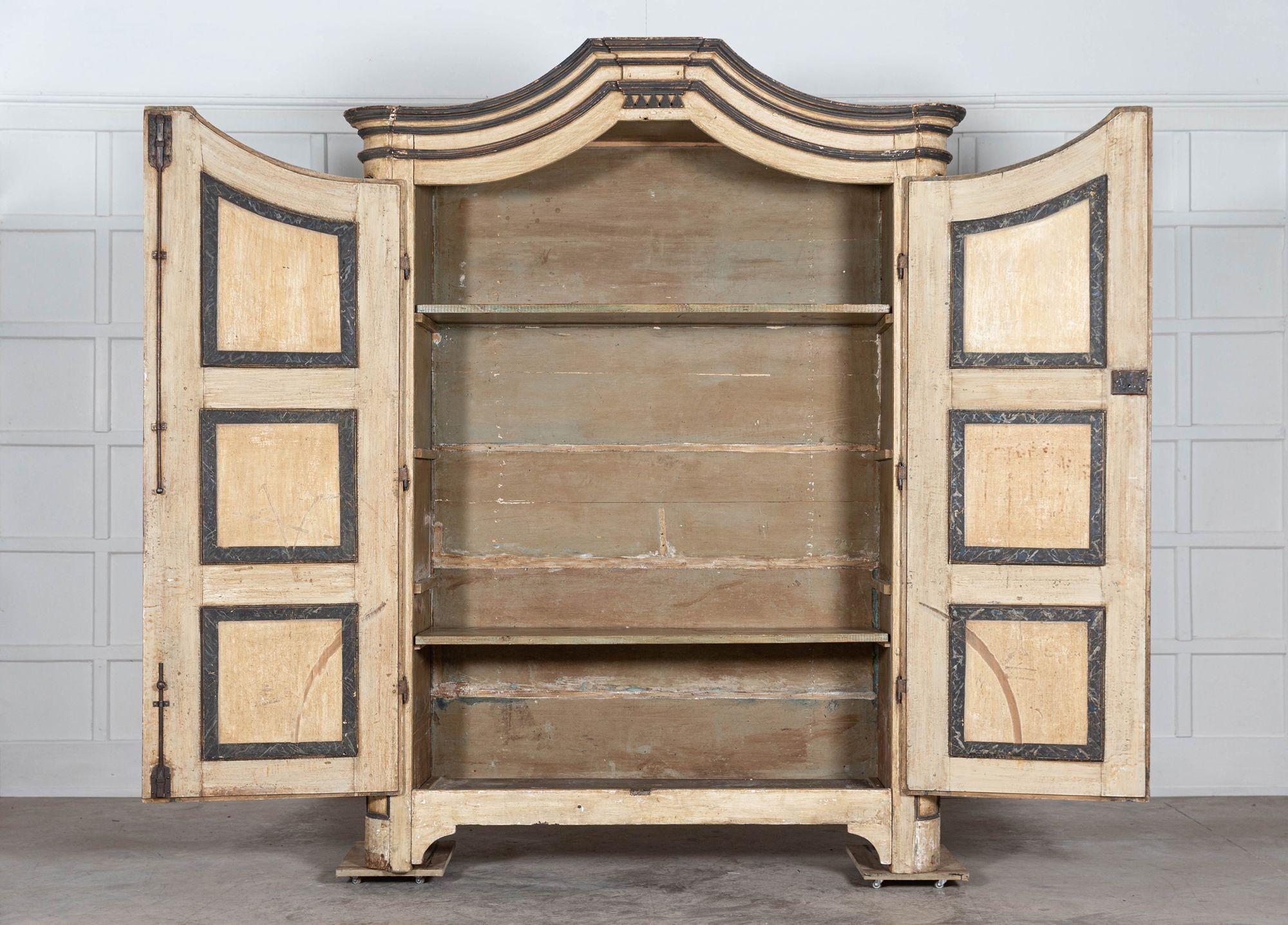 circa 1780
Large 18th C painted Austrian armoire
We can also customise existing pieces to suit your scheme/requirements. We have our own workshop, restorers and finishers. From adapting to finishing pieces including, stripping, bleaching,