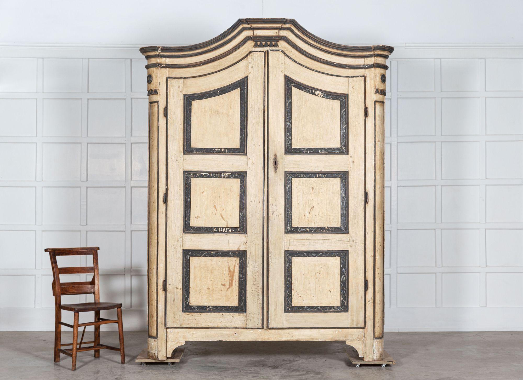 18th Century and Earlier Large 18thc Painted Austrian Armoire For Sale