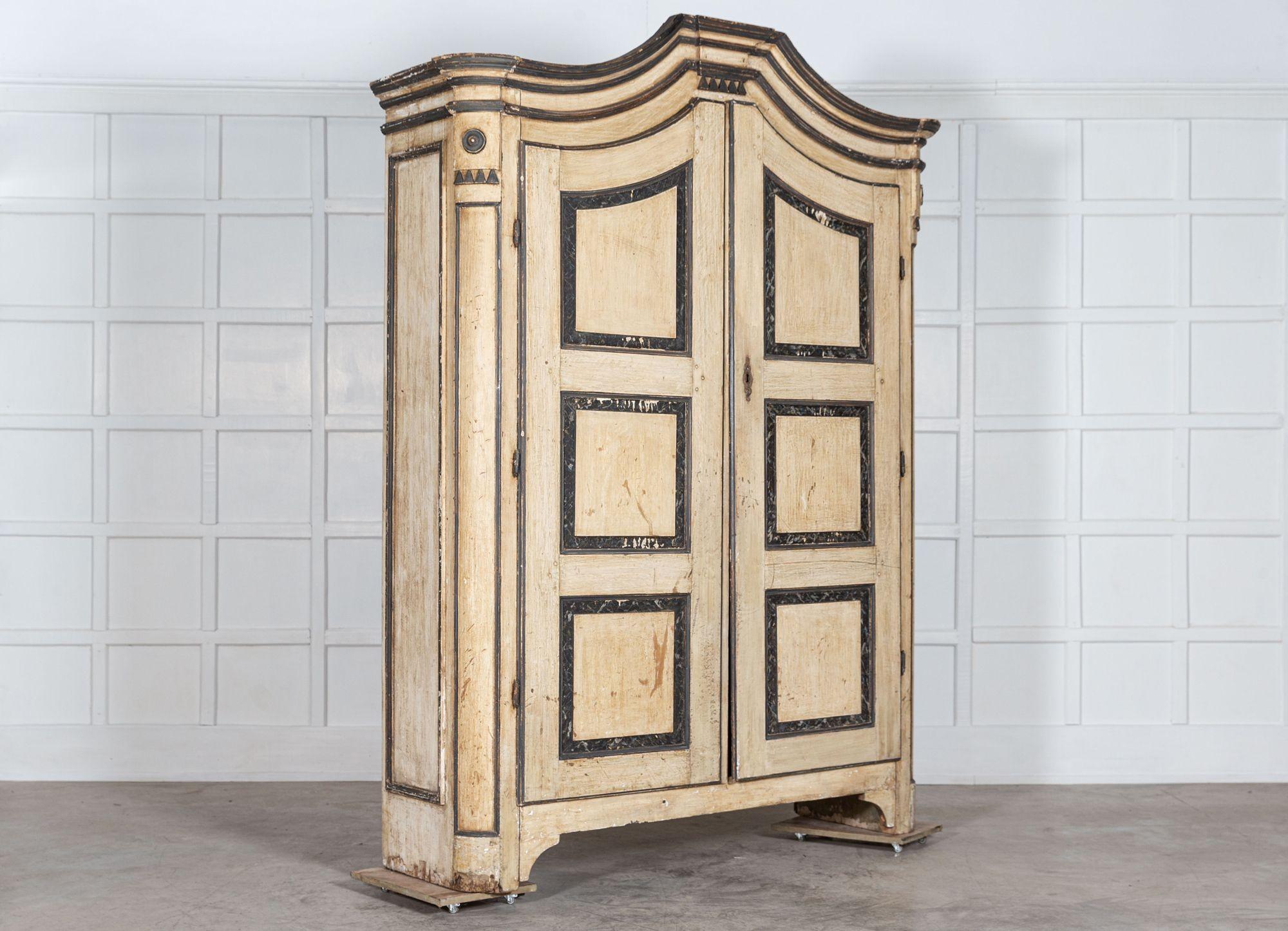 Pine Large 18thc Painted Austrian Armoire For Sale