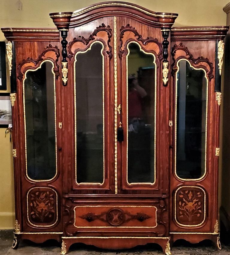 Large 19 Century French Rococo or Neoclassical Revival Style Vitrine For Sale 13