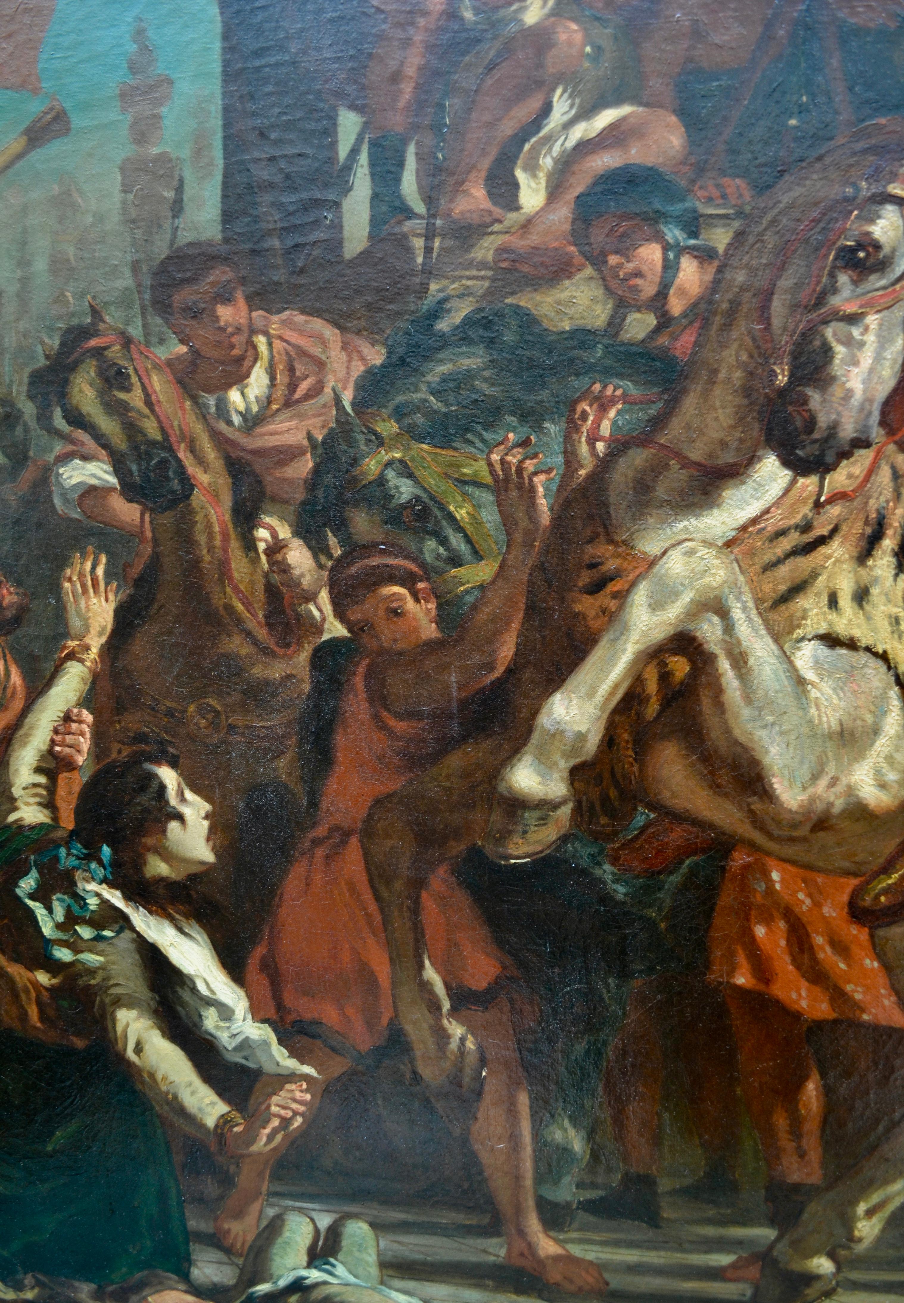 Large 19 Century Neo-Classical Oil Painting Of  Emperor Trajan on Horseback In Good Condition In Vancouver, British Columbia