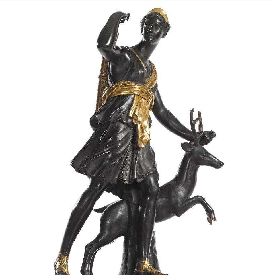 Large 19th Century Neoclassical Figural Bronze and Marble Mantle Clock For Sale 2