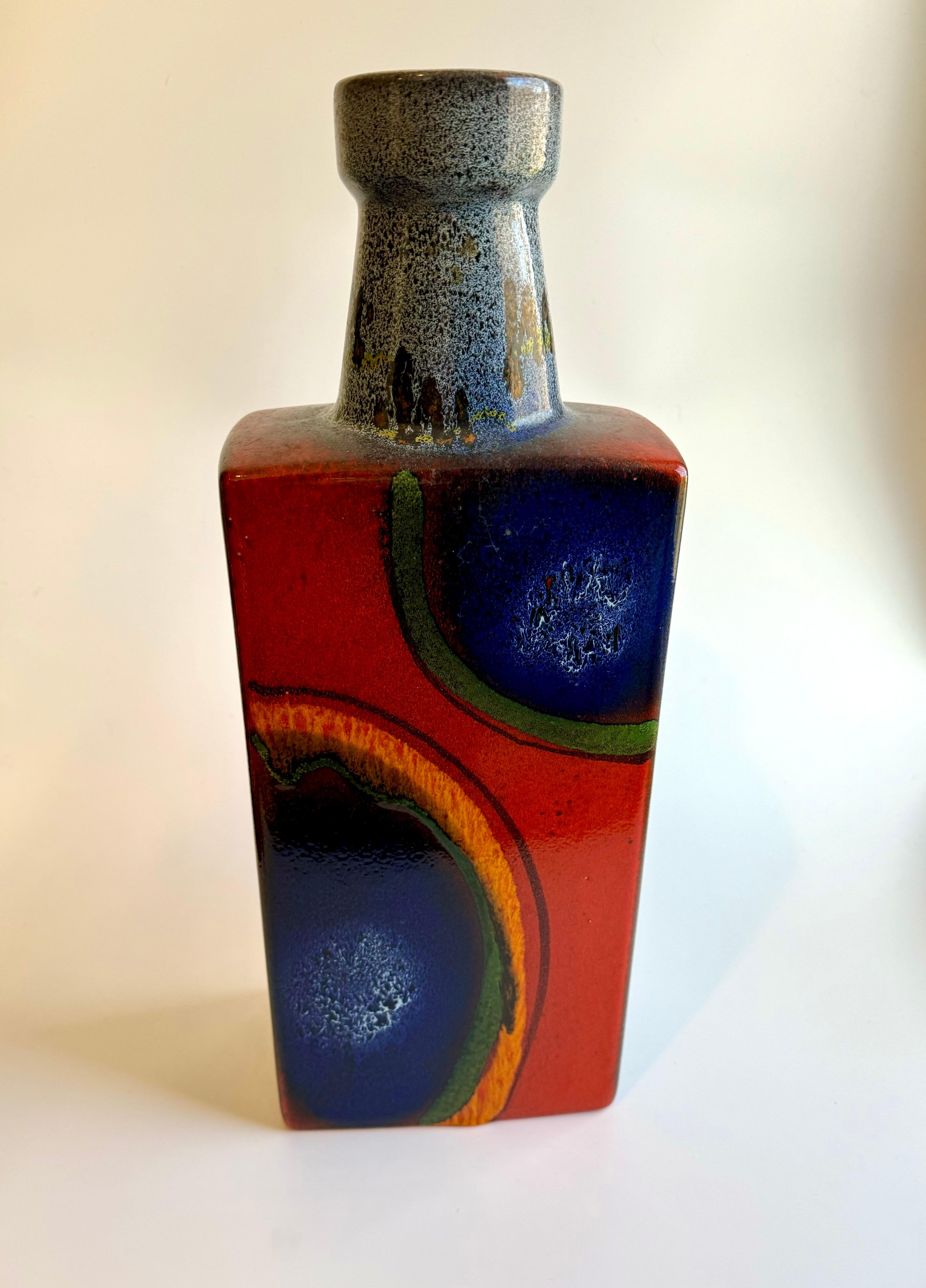Große westdeutsche glasierte Mid-Century-Vase von Scheurich Keramik, 19. Jahrhundert im Angebot 4