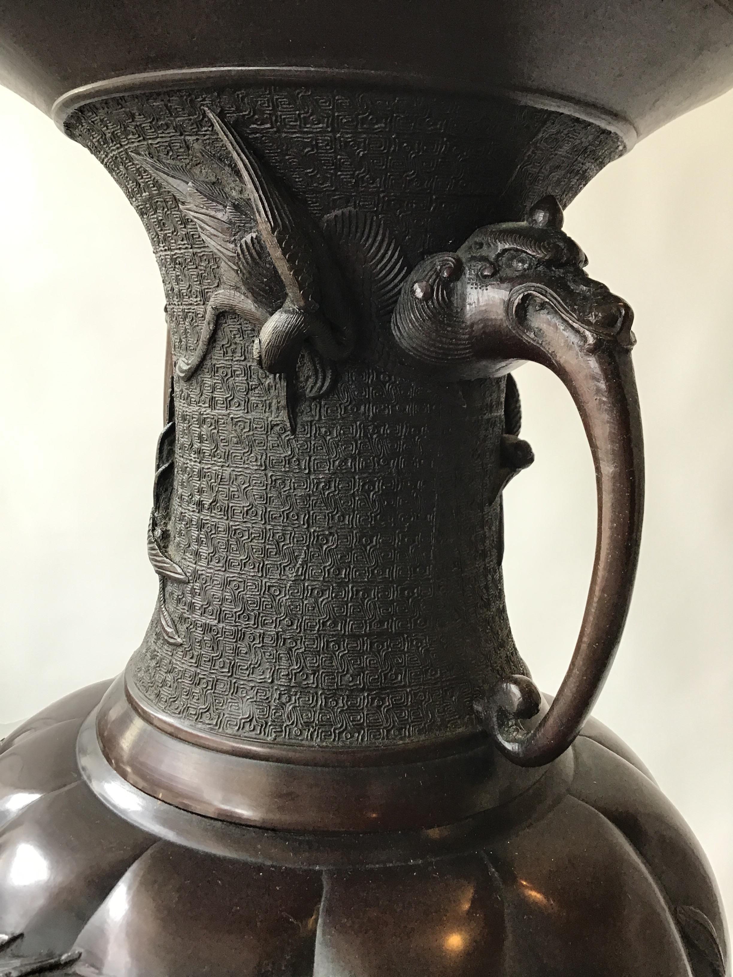 Large 1910 Bronze Japanese Table Lamp For Sale 7