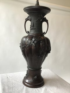 Large 1910 Bronze Japanese Table Lamp