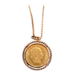 Collar colgante grande de monedas de oro austriacas de 1 ducado de 1915 - 12.7g - buy0007