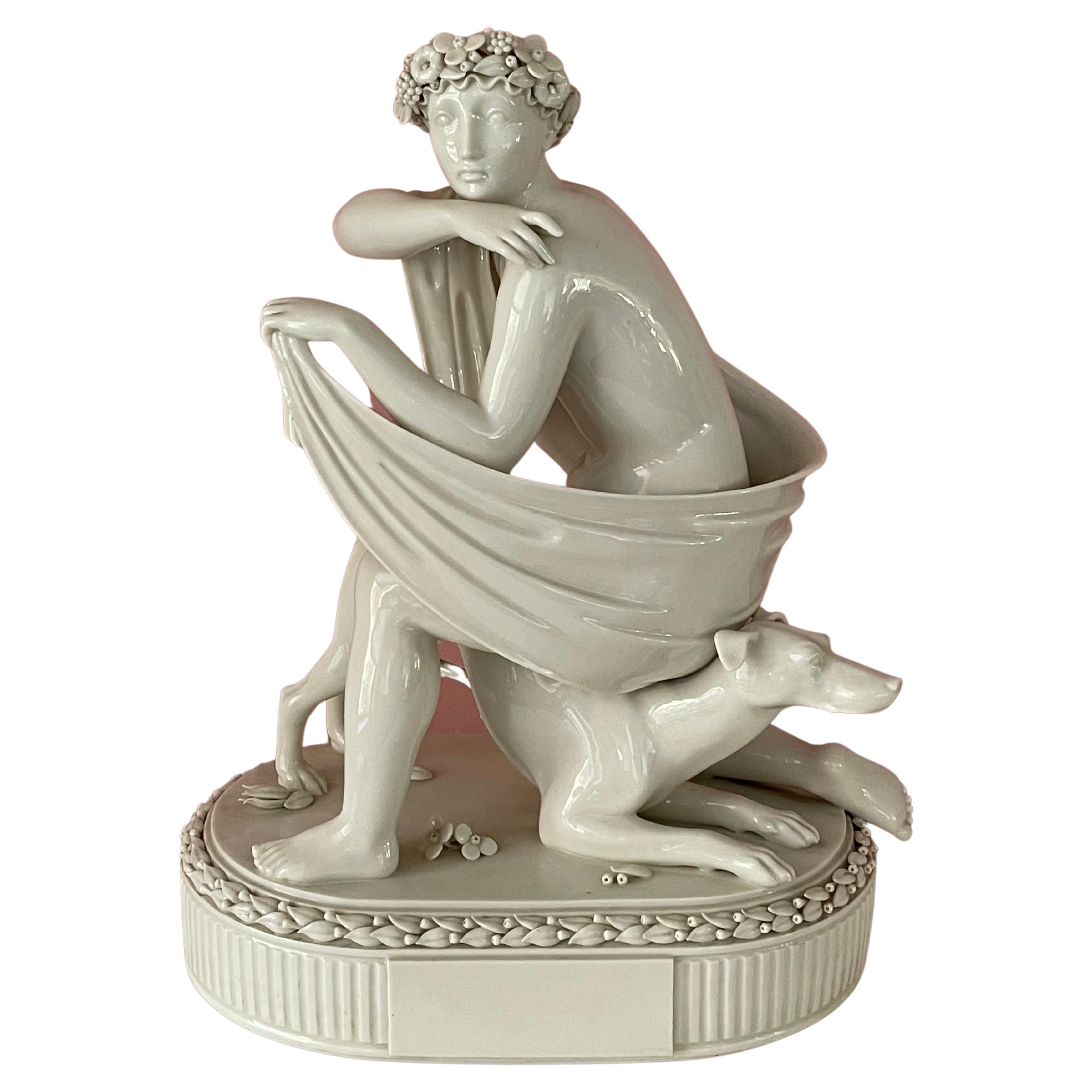 Grande sculpture danoise en porcelaine des années 1920