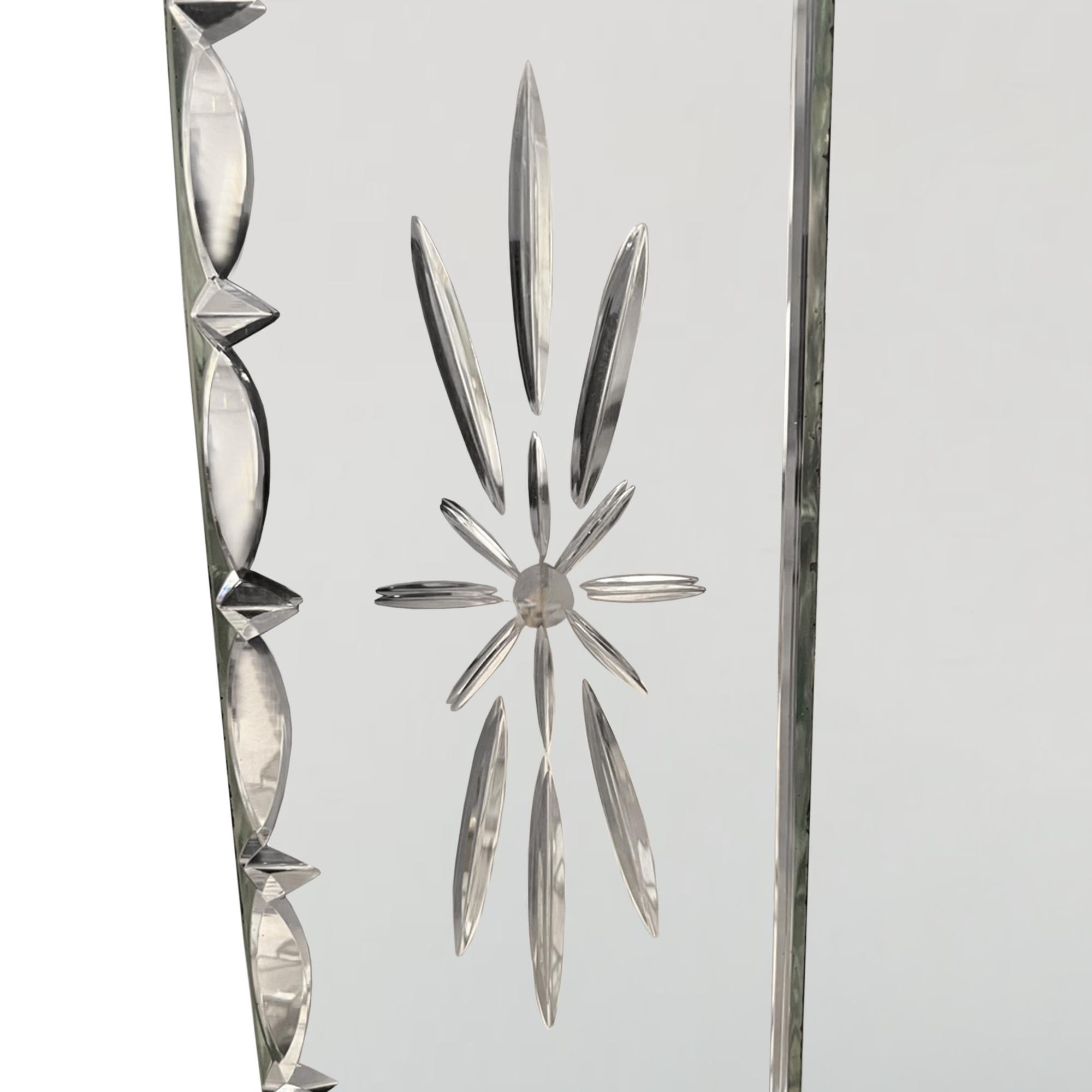 Engraved Large 1920s French 'Venetian' Mirror For Sale