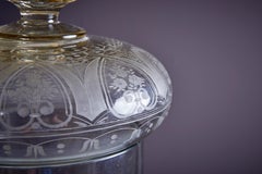 Large 1920s Glass Pillar with Delicate Engravings