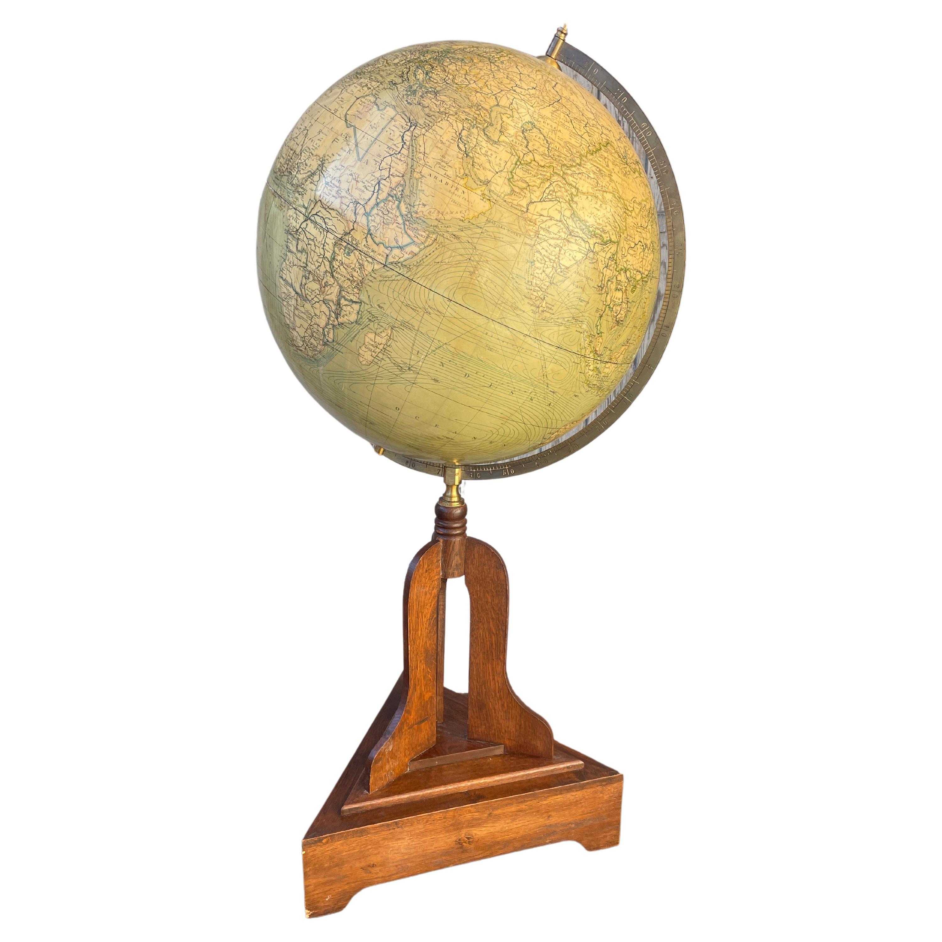 Biedermeier Large 1920's Globe on Wood Base  For Sale