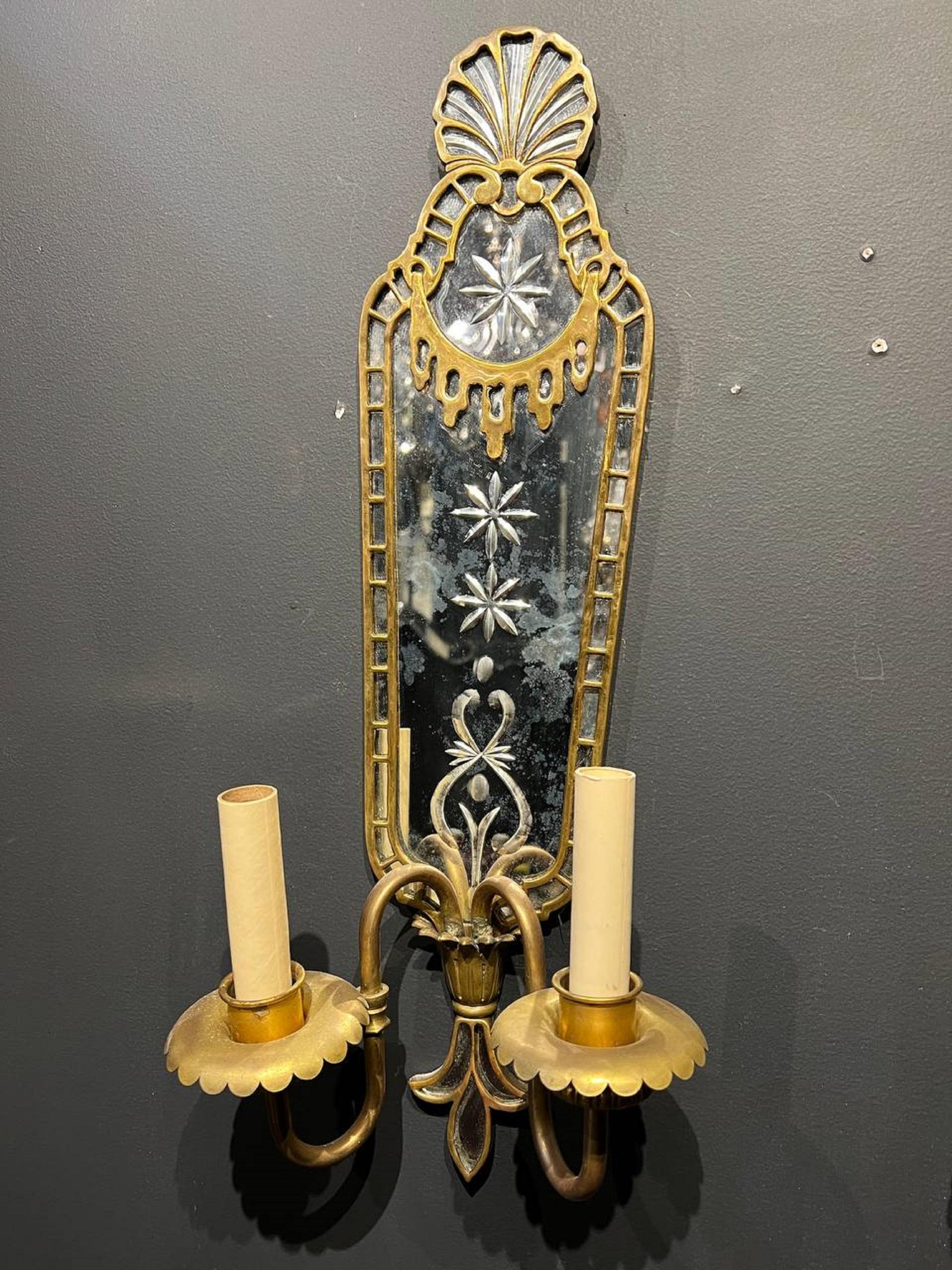 American Classical Large 1920s Mirrored Sconces