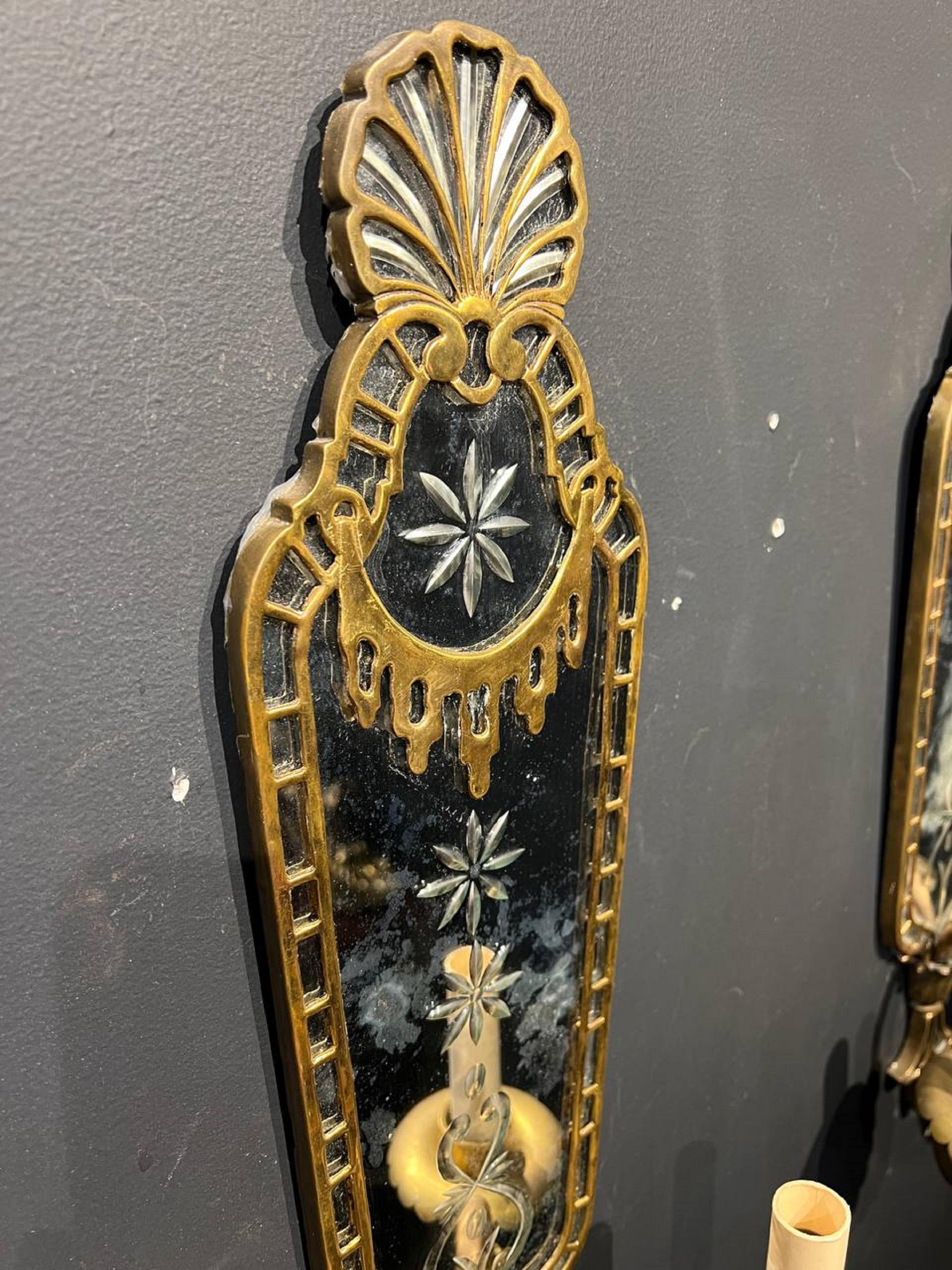 Large 1920s Mirrored Sconces 1