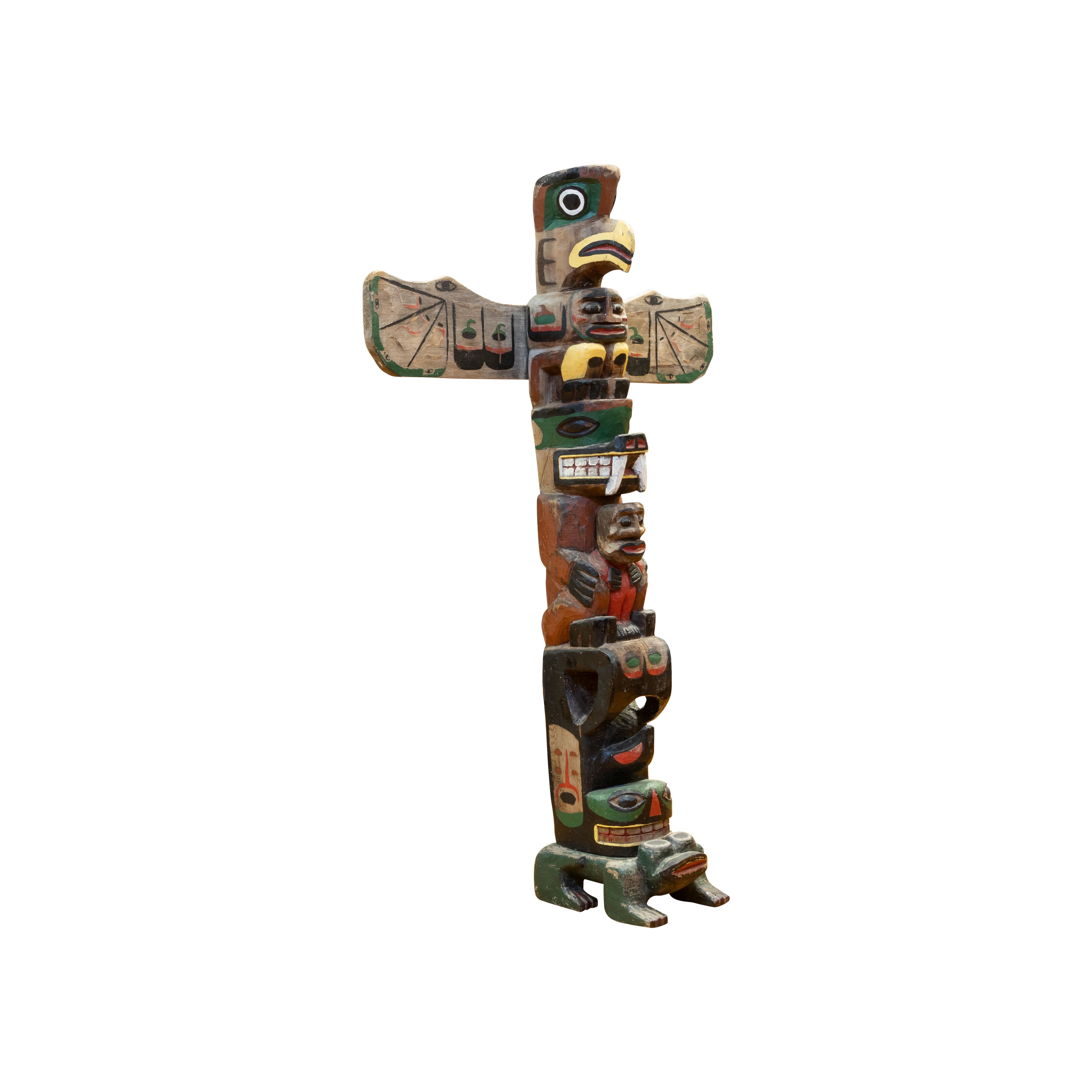 Native American Large 1920s Native Nuu-chah-nulth TOTEM Pole 55