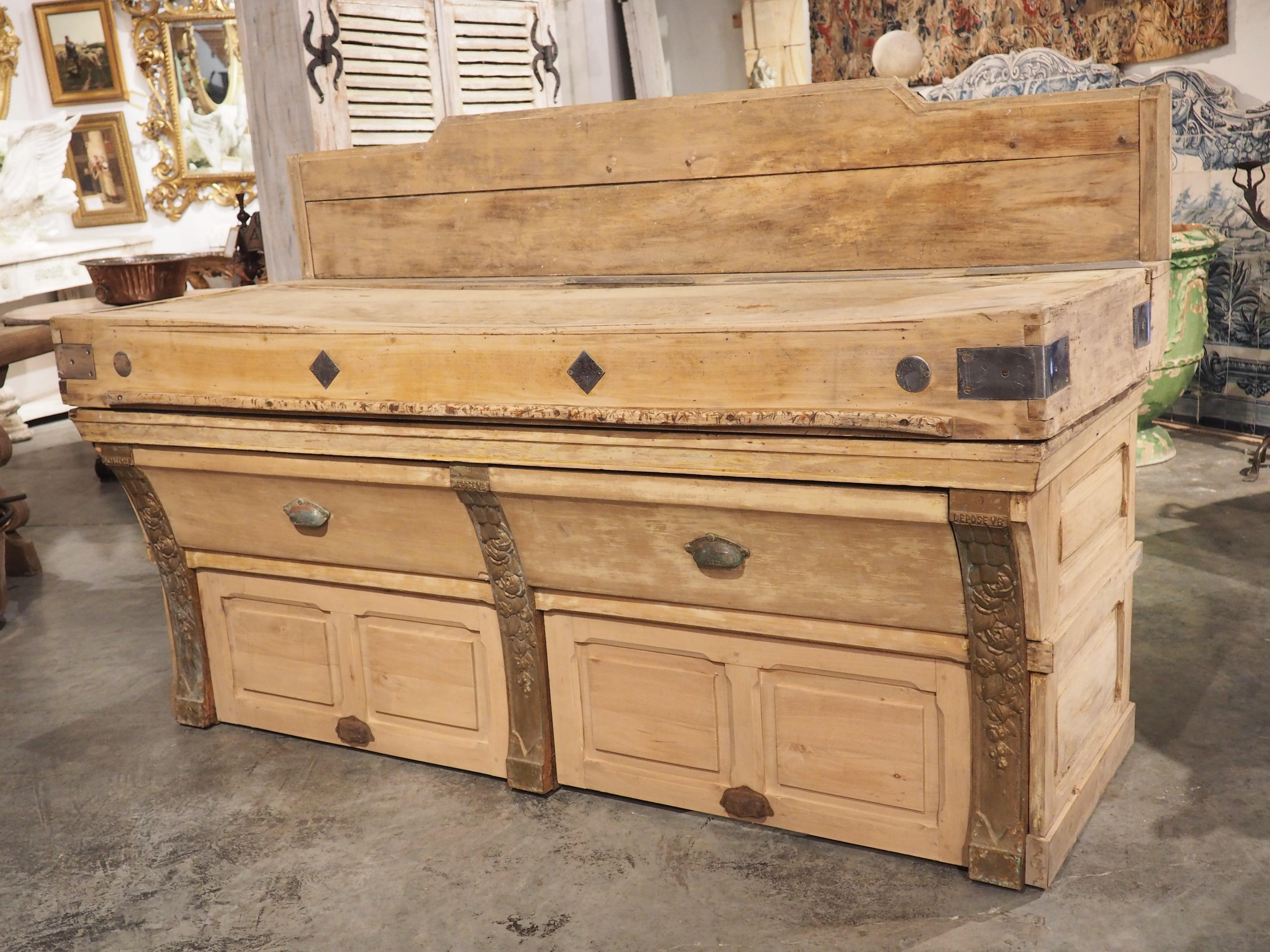 Hand-Carved Large 1920s Parisian Butcher Block