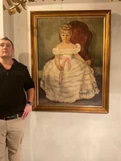 Large 1920s Portrait Of Young Girl Painted By L.B. Mc Namara