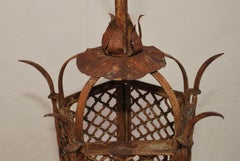 Large 1920's Rustic Wrought Iron Lantern
