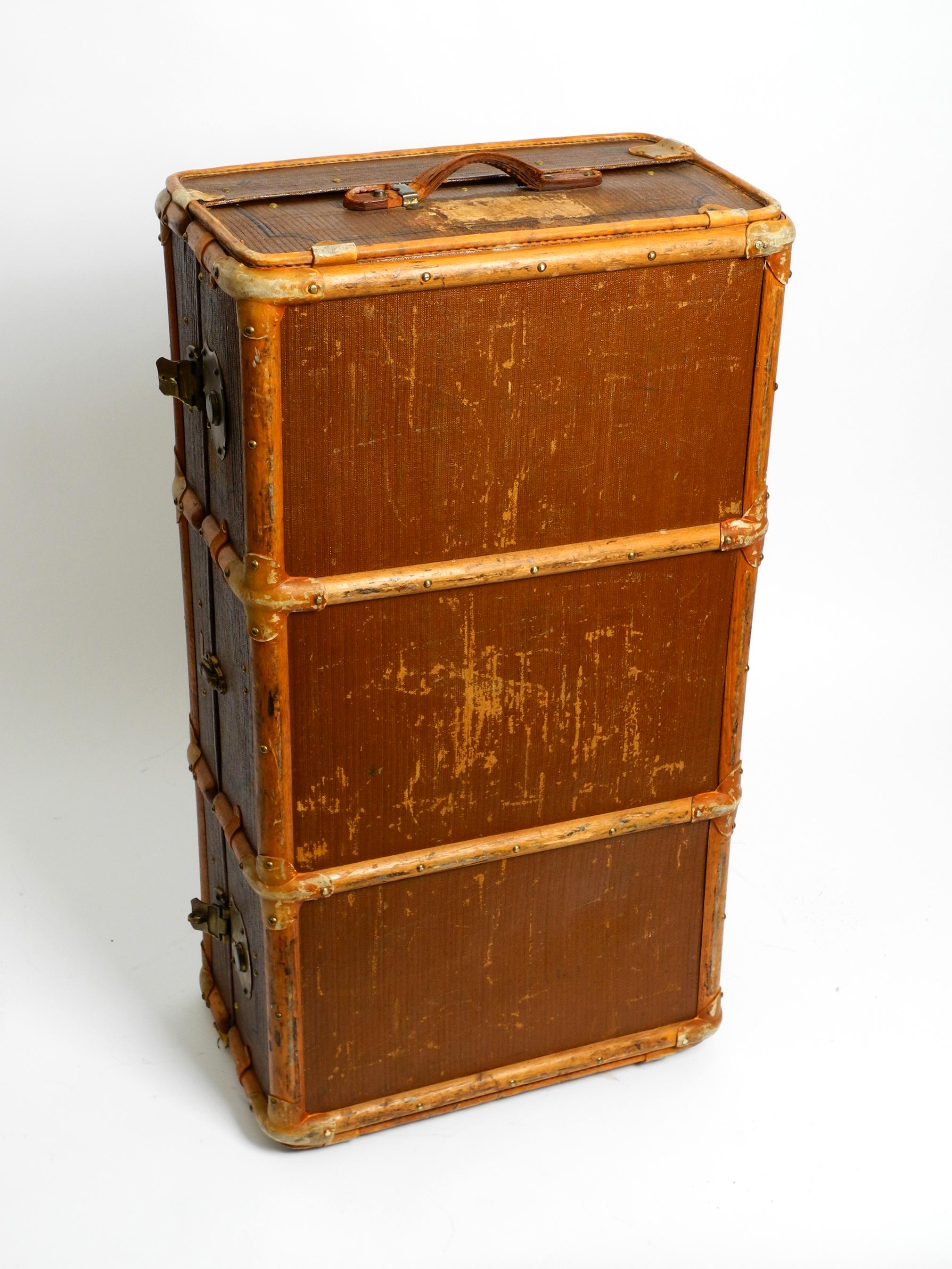 German Large 1920s wooden suitcase in fantastically condition usable as a coffee table For Sale