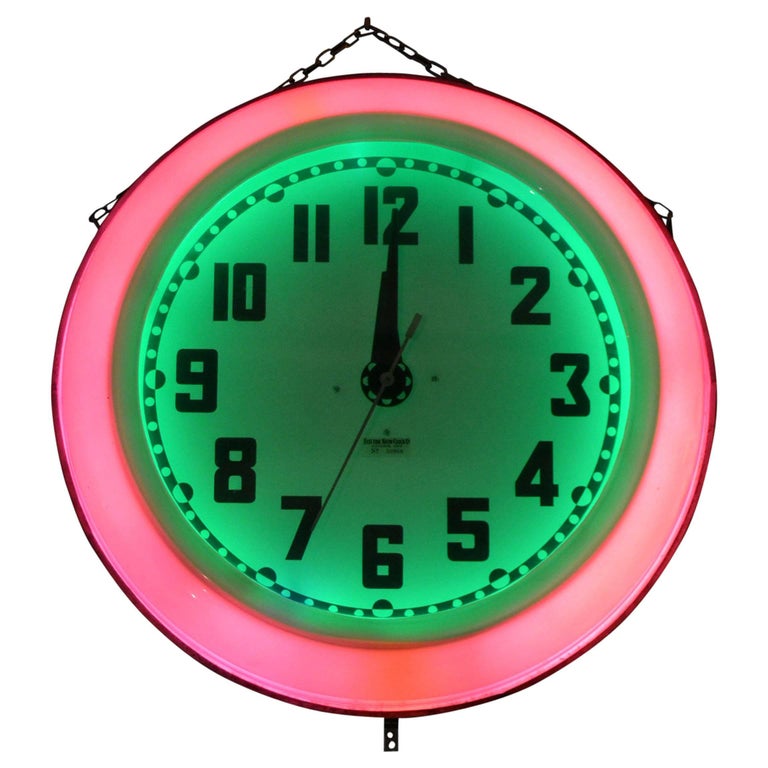 Large 1930s Art Deco Electric Neon Clock Cleveland Ohio at 1stDibs cleveland neon clock for