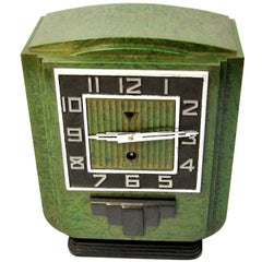 Retro Large 1930s Art Deco Green Bakelite Mantle Clock