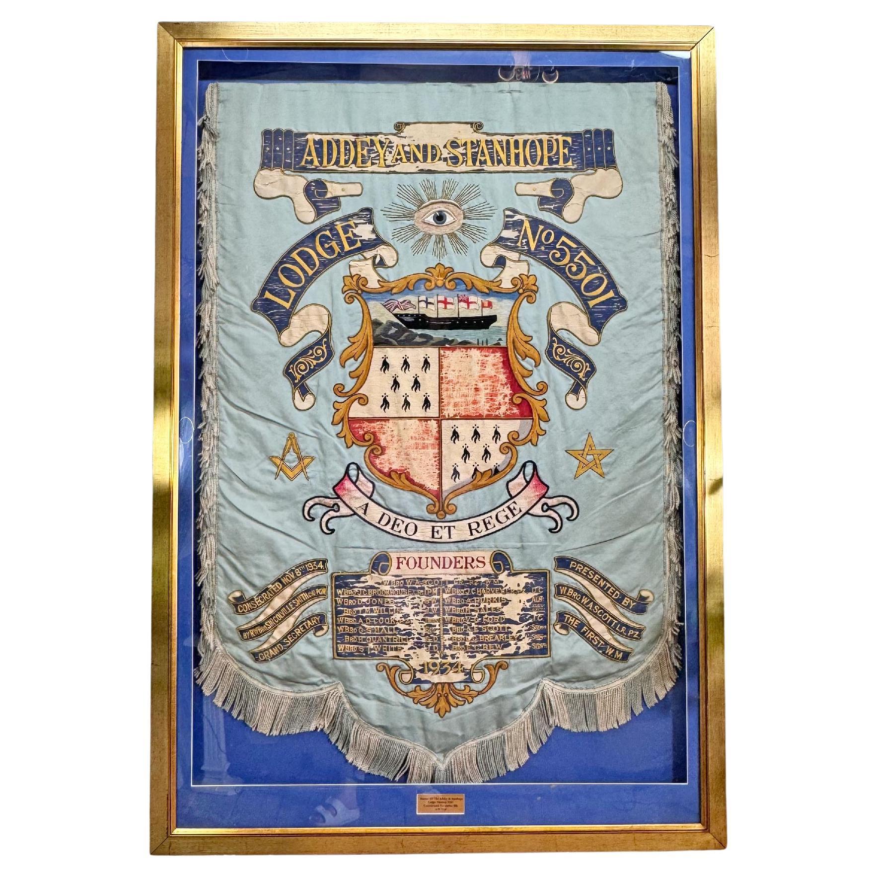 Large 1930's Embroidered English Freemasons Banner