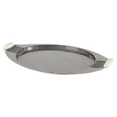 Large 1930s English Art Deco chrome and bakelite cocktail tray