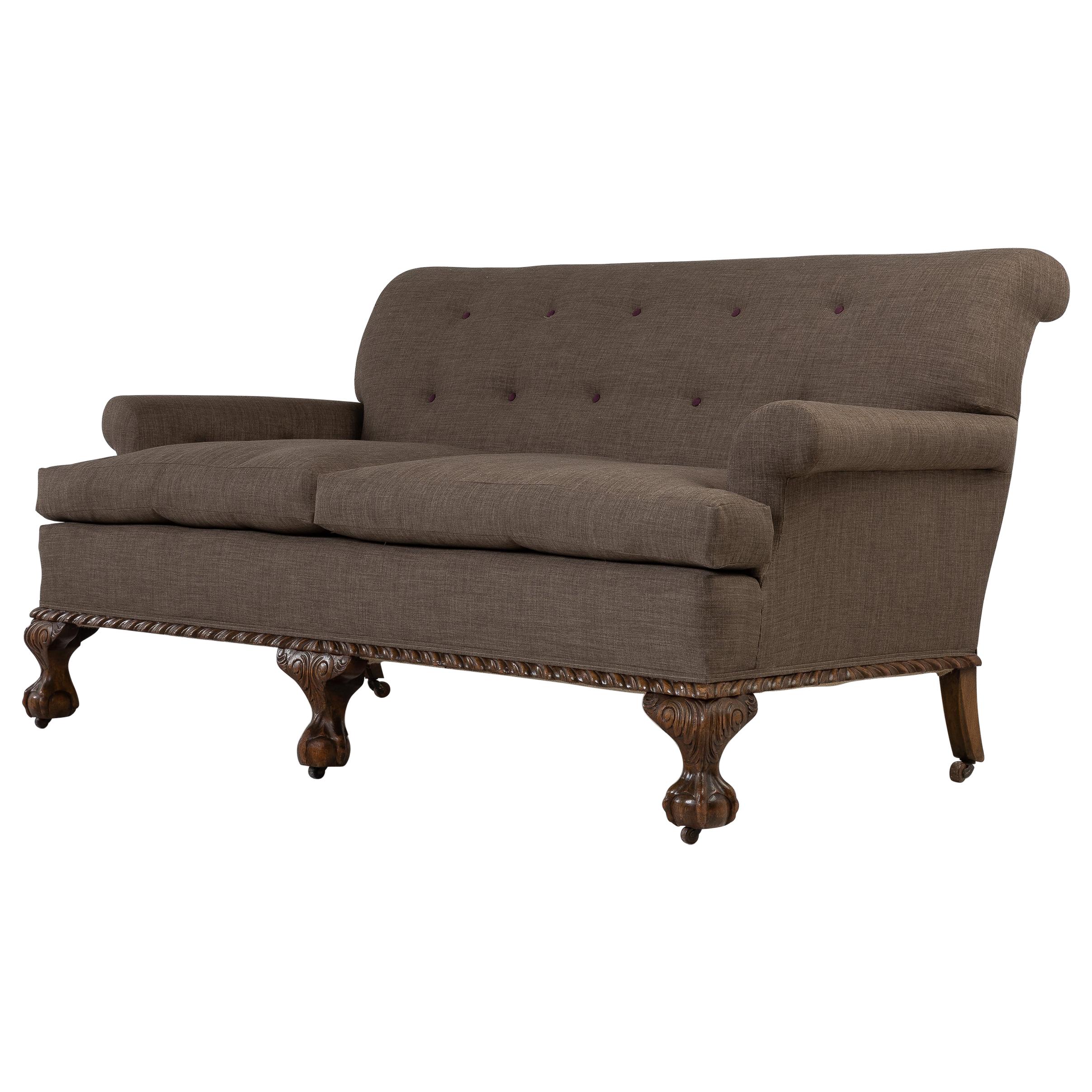 Vintage Carved Italian Style Sofa, circa 1930s For Sale at 1stDibs