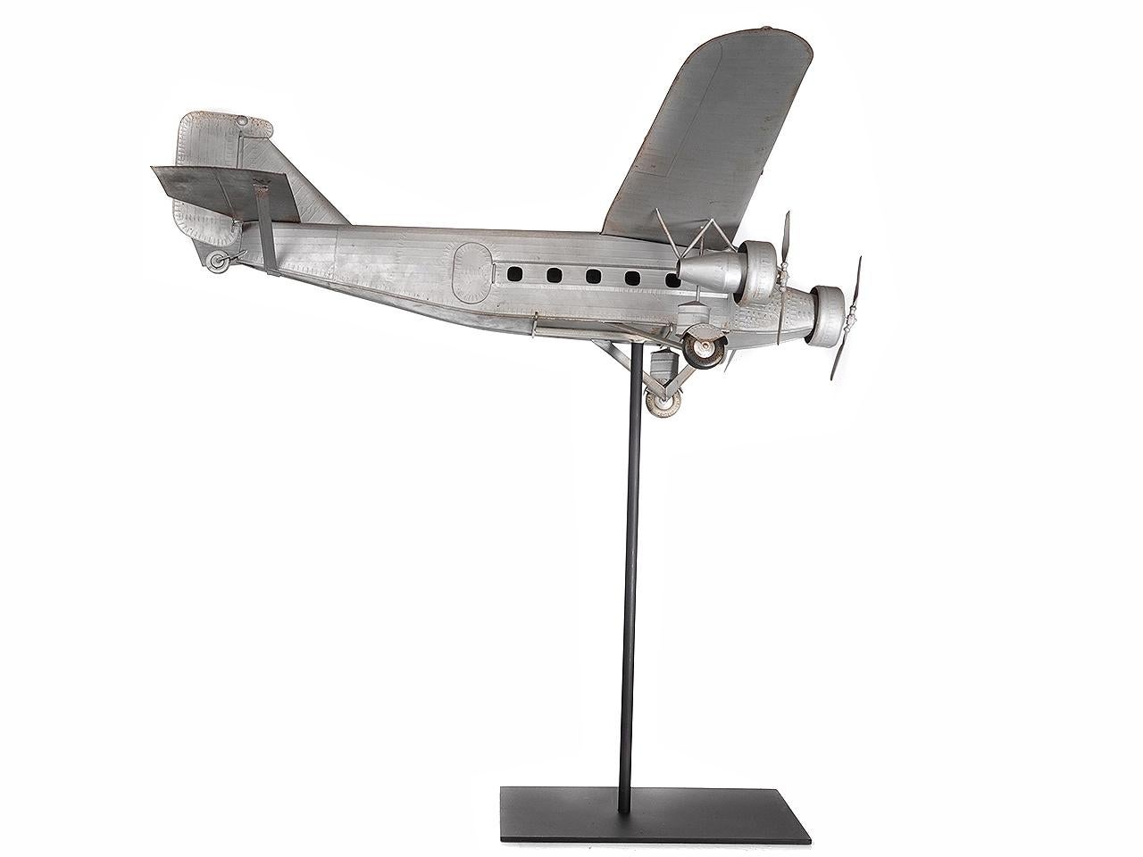 Streamlined Moderne Large 1930s Ford Tin Goose Tri-Motor Airplane Model For Sale