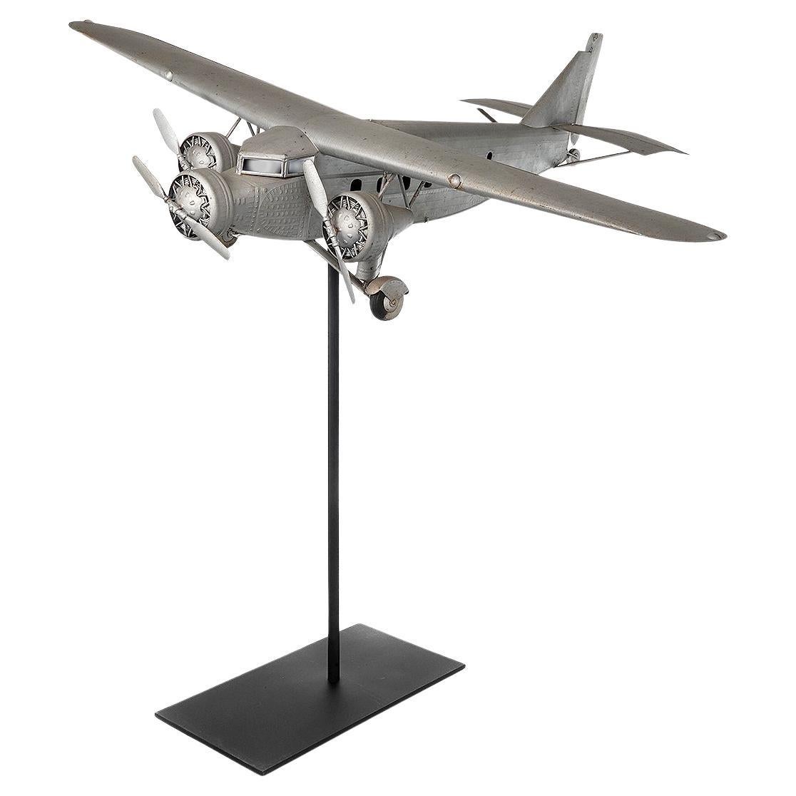Large 1930s Ford Tin Goose Tri-Motor Airplane Model For Sale